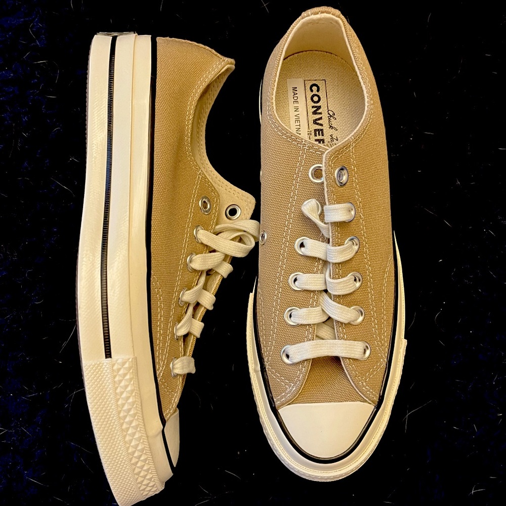 Converse Canvas Low Top Sneakers in Tan and White - Picture 3 of 11